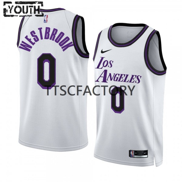 Los Angeles Lakers Trikot Russell Westbrook 0 Nike 2022-23 City Edition Weiß Swingman - Kinder Los Angeles Lakers Trikot Russell Westbrook 0 Nike 2022-23 City Edition Weiß Swingman - Kinder
